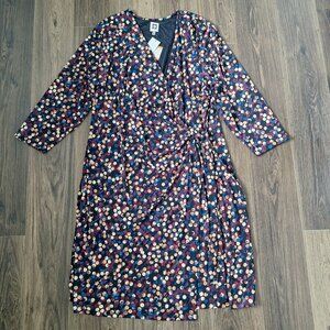 NWT Anne Klein Polkadot Wrap Dress Stretch Size X3 Fall Winter Preppy Formal Off
